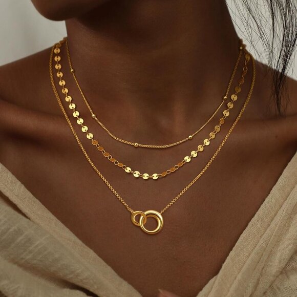 Christmas gift gold Style 03 plated layered necklaces women dainty choker set - Picture 2 of 7